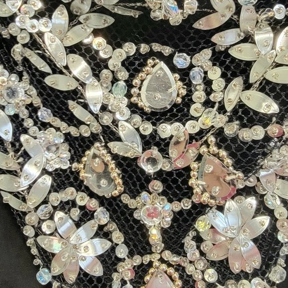 Vintage LA PERLA Ritmo Black Bodysuit w/ Jeweled & Beaded Back   Size 44/8 - Picture 5 of 11